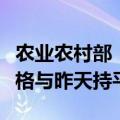 农业农村部：全国农产品批发市场猪肉平均价格与昨天持平