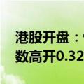 港股开盘：恒生指数高开0.33% 恒生科技指数高开0.32%