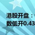 港股开盘：恒生指数低开0.77% 恒生科技指数低开0.43%