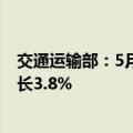 交通运输部：5月全国港口完成货物吞吐量15.2亿吨 同比增长3.8%