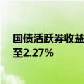国债活跃券收益率转为下行 10年期国债活跃券收益率下行至2.27%