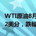 WTI原油8月期货收于每桶83.16美元，下跌72美分，跌幅0.86%