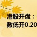 港股开盘：恒生指数低开0.74% 恒生科技指数低开0.20%