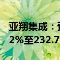 亚翔集成：预计上半年净利润同比增长207.12%至232.71%