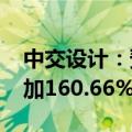 中交设计：预计2024年上半年净利润同比增加160.66%至169.07%