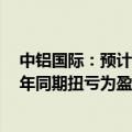 中铝国际：预计2024年上半年净利润1.4亿至1.6亿元 较上年同期扭亏为盈