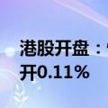 港股开盘：恒指低开0.25% 恒生科技指数低开0.11%