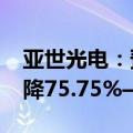亚世光电：预计2024年前半年净利润同比下降75.75%—83.8%