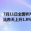 7月11日全国农产品批发市场猪肉平均价格为24.79元/公斤 比昨天上升1.8%
