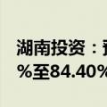 湖南投资：预计上半年净利润同比增长38.30%至84.40%