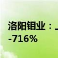 洛阳钼业：上半年净利润预增同比增加638%-716%