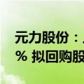 元力股份：上半年净利润同比预增25%—35% 拟回购股份