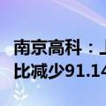 南京高科：上半年房地产业务合同销售金额同比减少91.14%