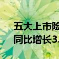五大上市险企上半年总揽保费1.76万亿元，同比增长3.03%