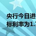 央行今日进行661亿元7天期逆回购操作，中标利率为1.7%