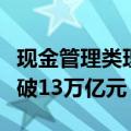 现金管理类理财需求旺盛，货币基金总规模突破13万亿元