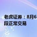 老虎证券：8月6日美股夜盘交易休市，盘前、盘中、盘后时段正常交易