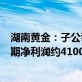 湖南黄金：子公司新龙矿业本部恢复生产，预计减少公司当期净利润约4100万元
