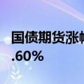 国债期货涨幅持续扩大，30年期主力合约涨0.60%
