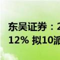 东吴证券：2024年上半年净利润同比下降16.12% 拟10派0.75元