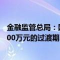 金融监管总局：网络小额贷款公司单户生产经营贷款上限1000万元的过渡期不超过2年