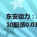 东安动力：2024年半年度净亏损678万元 拟10股派0.03元