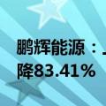 鹏辉能源：上半年净利润4167.9万元 同比下降83.41%