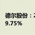德尔股份：2024年上半年净利润同比增长209.75%
