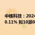 中核科技：2024上半年净利润为7556.03万元，同比增长10.11% 拟10派0.2元