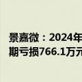 景嘉微：2024年上半年净利润3415.4万元 扭亏为盈 去年同期亏损766.1万元