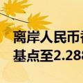 离岸人民币香港银行同业一年期拆息续跌2个基点至2.28833%