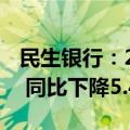 民生银行：2024年上半年净利润224.74亿元 同比下降5.48