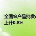 全国农产品批发市场猪肉平均价格为27.53元/公斤，比昨天上升0.8%