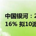 中国银河：2024年半年度净利润同比下降11.16% 拟10派0.84元
