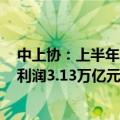 中上协：上半年全市场上市公司实现营收34.89万亿元，净利润3.13万亿元