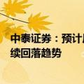 中泰证券：预计后续政策端将持续发力，扭转制造业PMI持续回落趋势