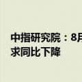 中指研究院：8月楼市整体成交量同环比均下降 土地总体供求同比下降