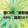 据CME“美联储观察”，美联储9月降息25个基点的概率为69%，降息50个基点的概率为31%