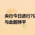 央行今日进行7亿元7天期逆回购操作，中标利率为1.70%，与此前持平