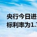 央行今日进行633亿元7天期逆回购操作，中标利率为1.70%