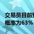 交易员目前预计9月份美联储降息25个基点的概率为63%