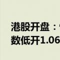港股开盘：恒生指数低开1.05% 恒生科技指数低开1.06%