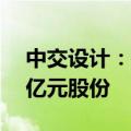 中交设计：控股股东子公司拟增持1亿元至2亿元股份