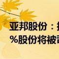 亚邦股份：控股股东及相关方所持公司34.02%股份将被司法拍卖