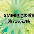 SMM电池级碳酸锂指数价格73027元/吨，环比上一工作日上涨716元/吨