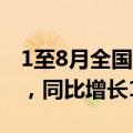 1至8月全国铁路完成固定资产投资4775亿元，同比增长10.5%
