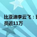 比亚迪李云飞：比亚迪员工总数突破90万，其中技术研发人员近11万