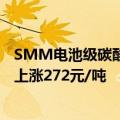 SMM电池级碳酸锂指数价格73723元/吨，环比上一工作日上涨272元/吨