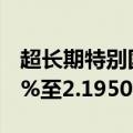 超长期特别国债2400004收益率下行突破2.2%至2.1950%