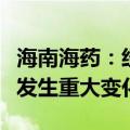 海南海药：经营情况正常及内外部经营环境未发生重大变化